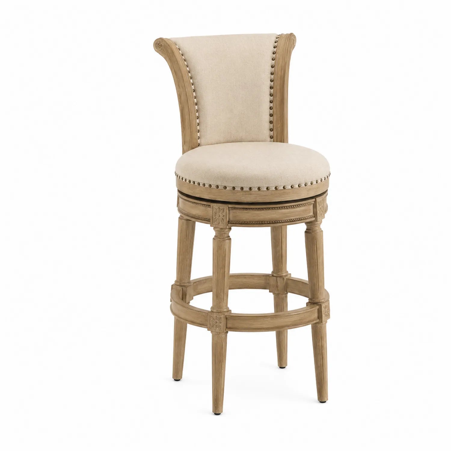 Barhocker Leinenpolster Eiche Beige 110 cm