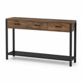 Konsolentisch Eichenholz und Metall Braun/Schwarz 120x30x80 cm