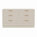 Kommode mit 6 Schubladen aus MDF und Metall in Creme
