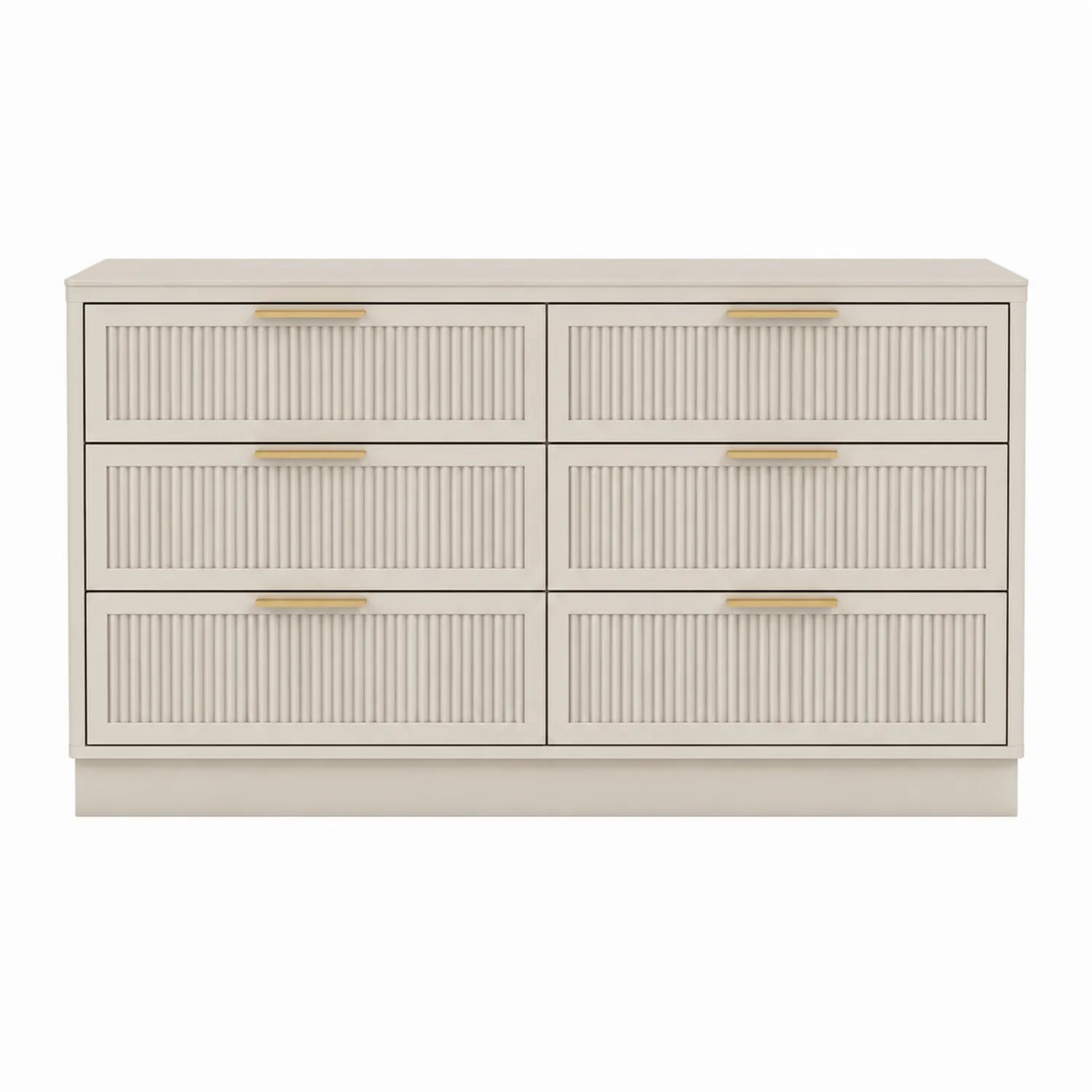 Kommode mit 6 Schubladen aus MDF und Metall in Creme