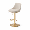 Barhocker höhenverstellbar Textil Beige mit Metallfuß