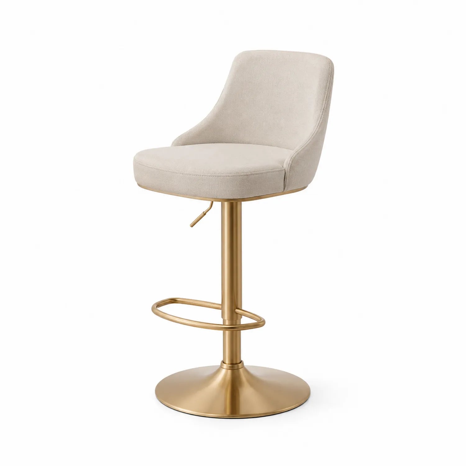 Barhocker höhenverstellbar Textil Beige mit Metallfuß