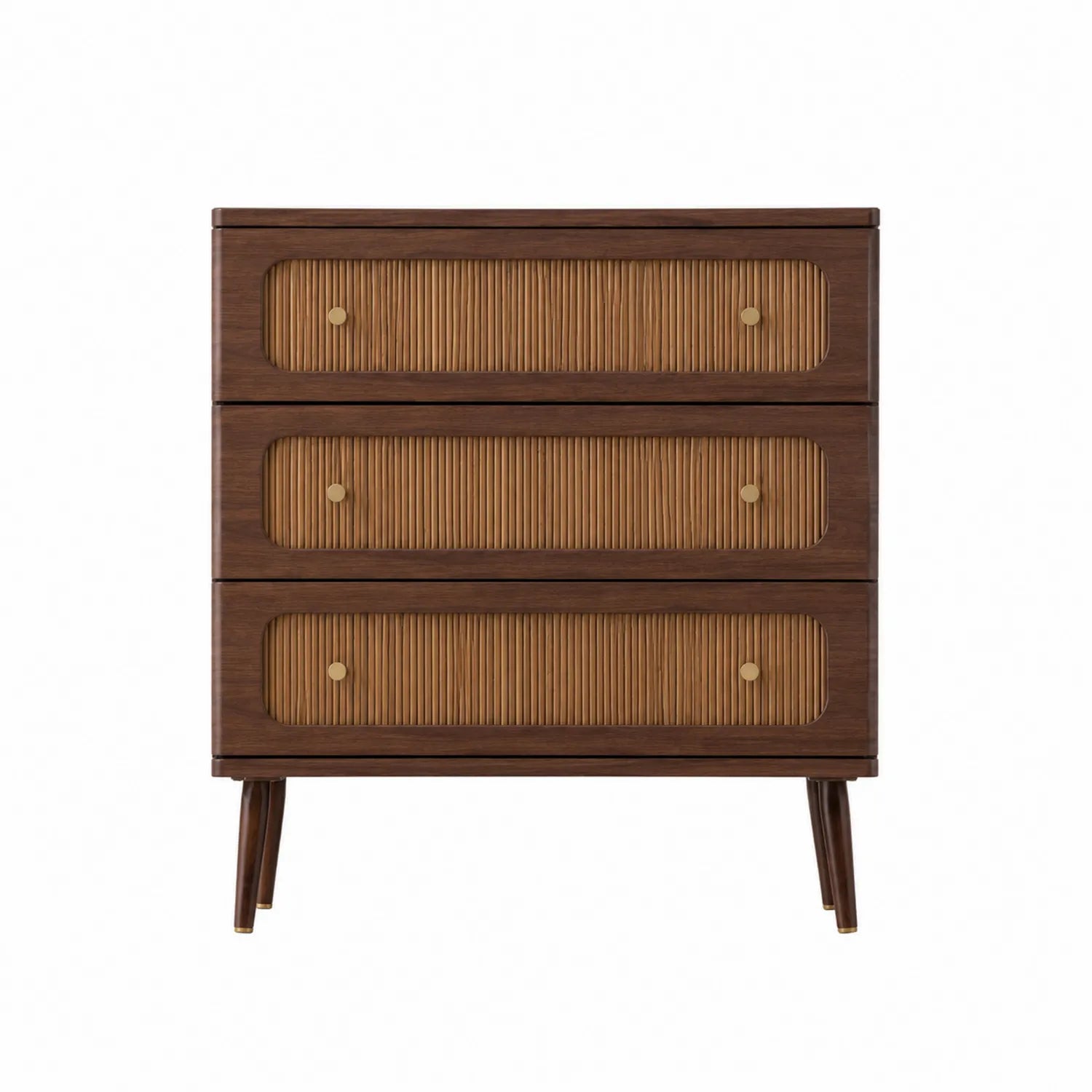 Kommode aus Walnussholz und Rattan, Dunkelbraun