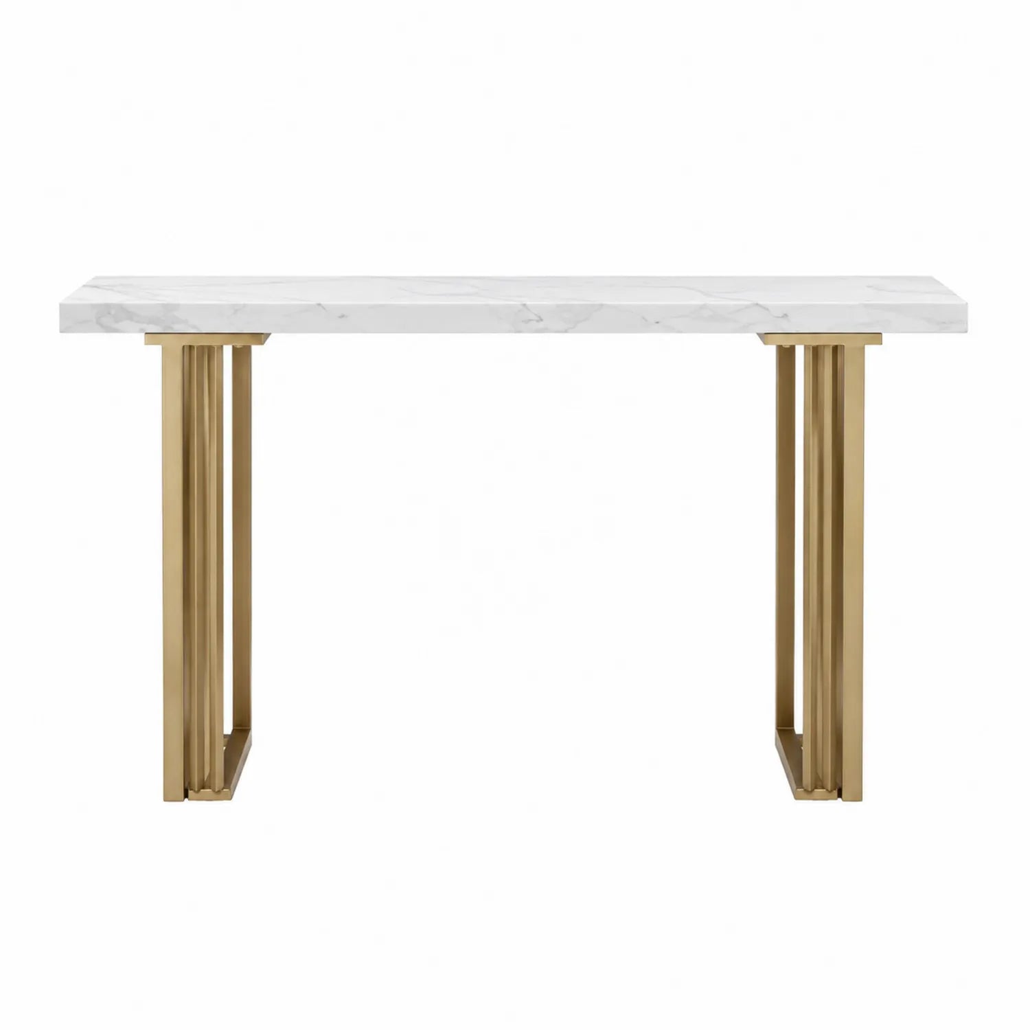 Konsolentisch aus Marmoroptik mit Edelstahlgestell Weiß/Gold 120x40x80cm